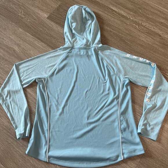 Under Armour UA Womens L Velocity 1355646 Hooded Long Sleeve Top Teal Athletic - Picture 4 of 4